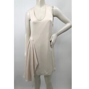 Morgan Carper Ivory Sleeveless Asymmetrical Side Ruffle Shift Dress Size 4